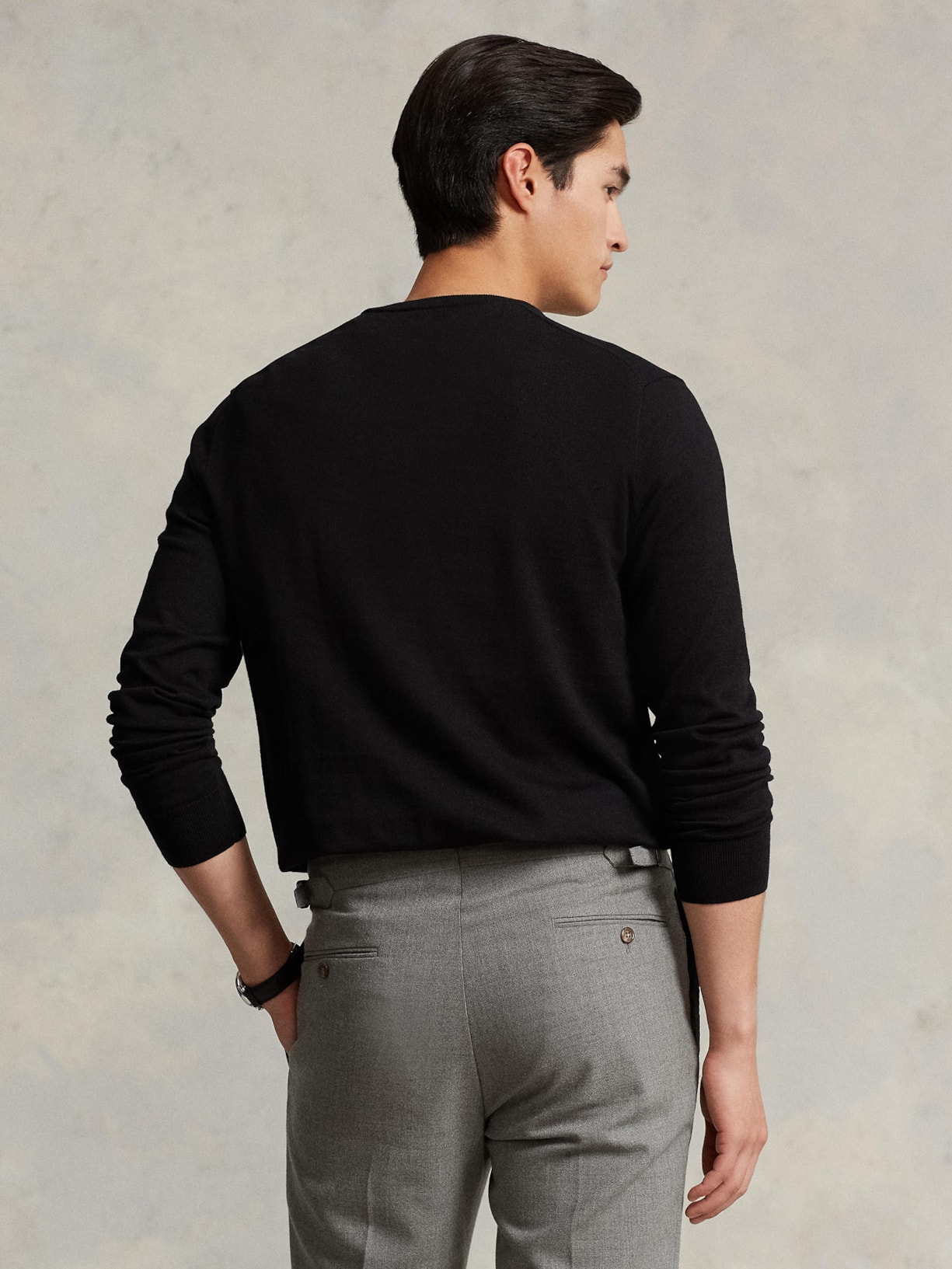 Suéter Masculino Slim Fit Crewneck Pima Cotton Preto Polo Ralph Lauren