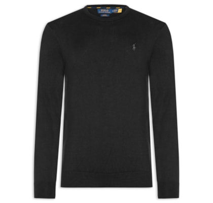Suéter Masculino Slim Fit Crewneck Pima Cotton - Preto