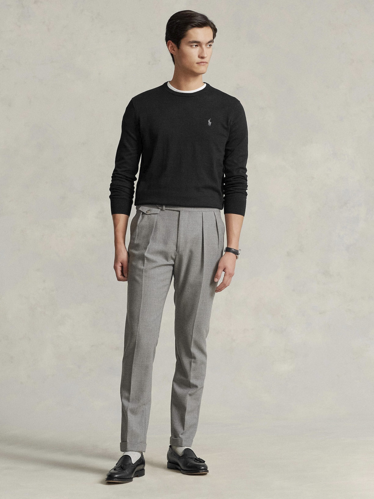 Suéter Masculino Slim Fit Crewneck Pima Cotton Preto Polo Ralph Lauren