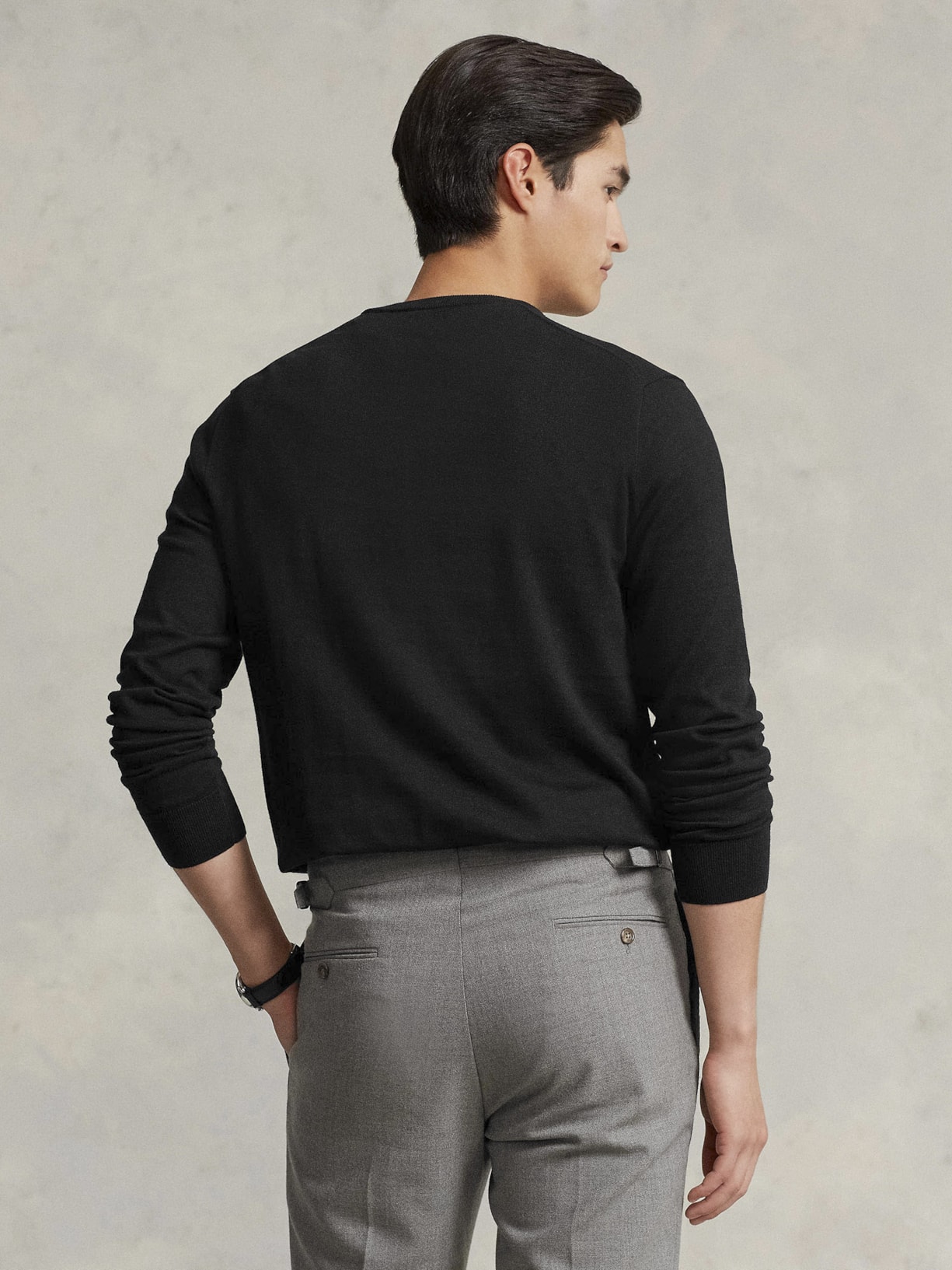 Suéter Masculino Slim Fit Crewneck Pima Cotton Preto Polo Ralph Lauren