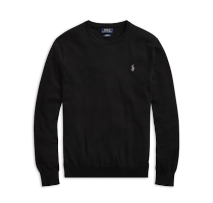 Suéter Masculino Slim Fit Crewneck Pima Cotton - Preto