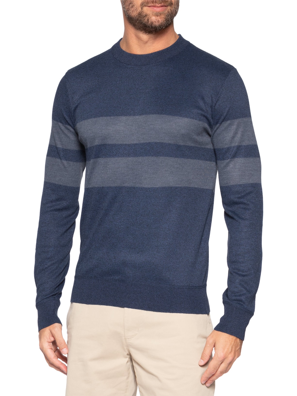 Suéter Masculino Soft Gola Redonda Cinza '2 Essential