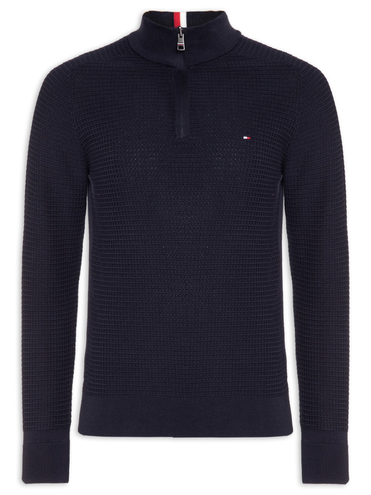 Suéter Masculino Spring Grid Zip Mock - Azul