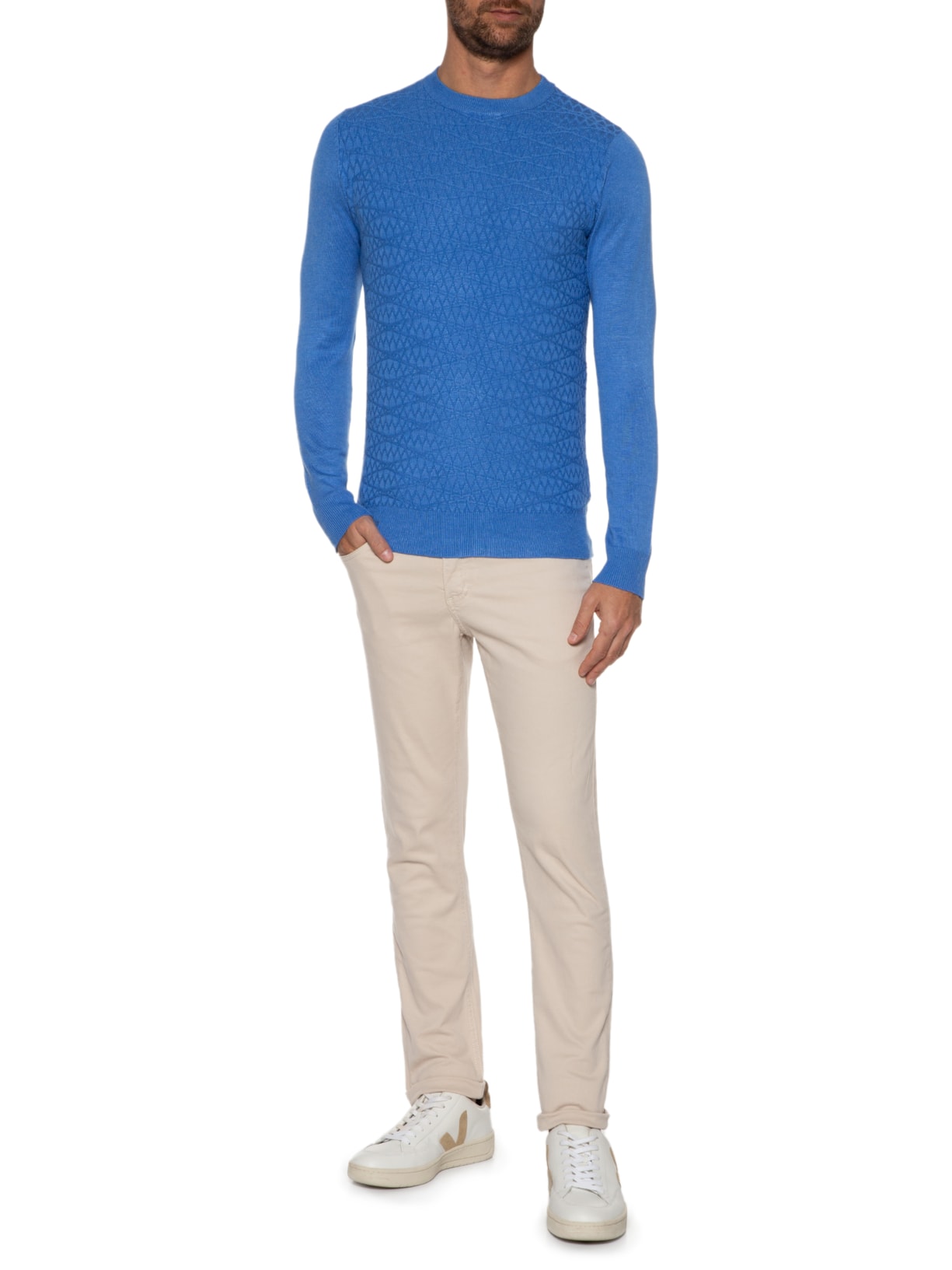 Suéter Masculino Textura Azul '2 Essential