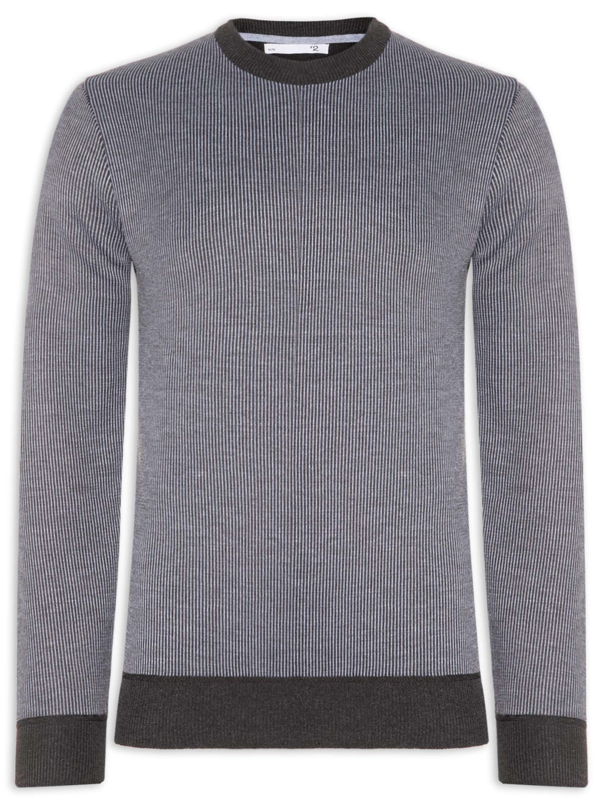 Suéter Masculino Textura Mini Listra - Cinza