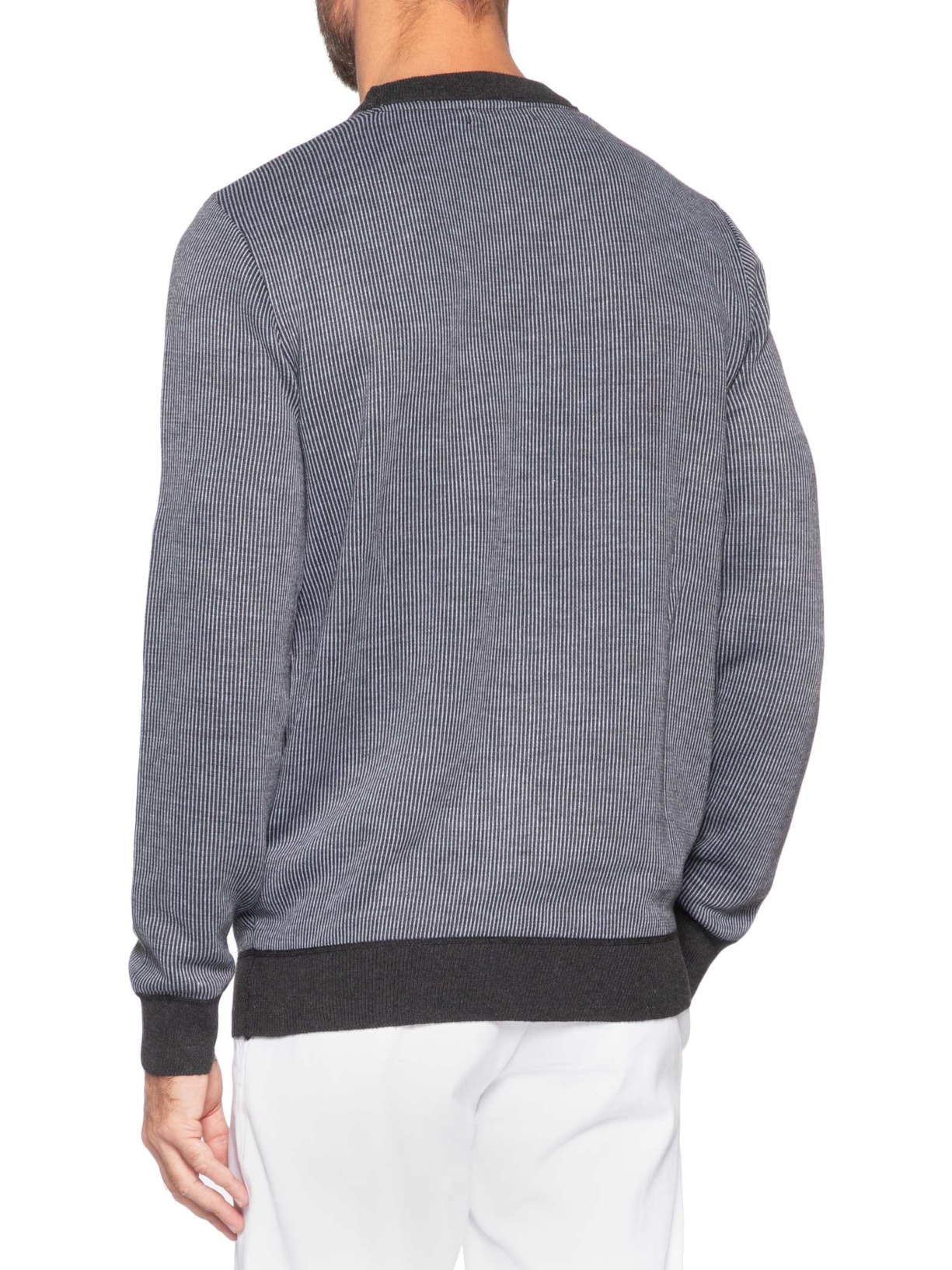 Suéter Masculino Textura Mini Listra Cinza '2 Essential