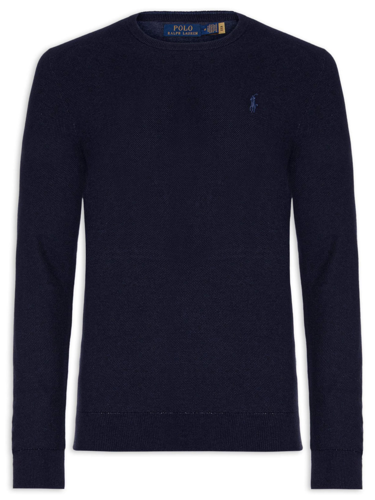 Suéter Masculino Textured Crewneck Polo Pony Cotton Azul Polo Ralph Lauren