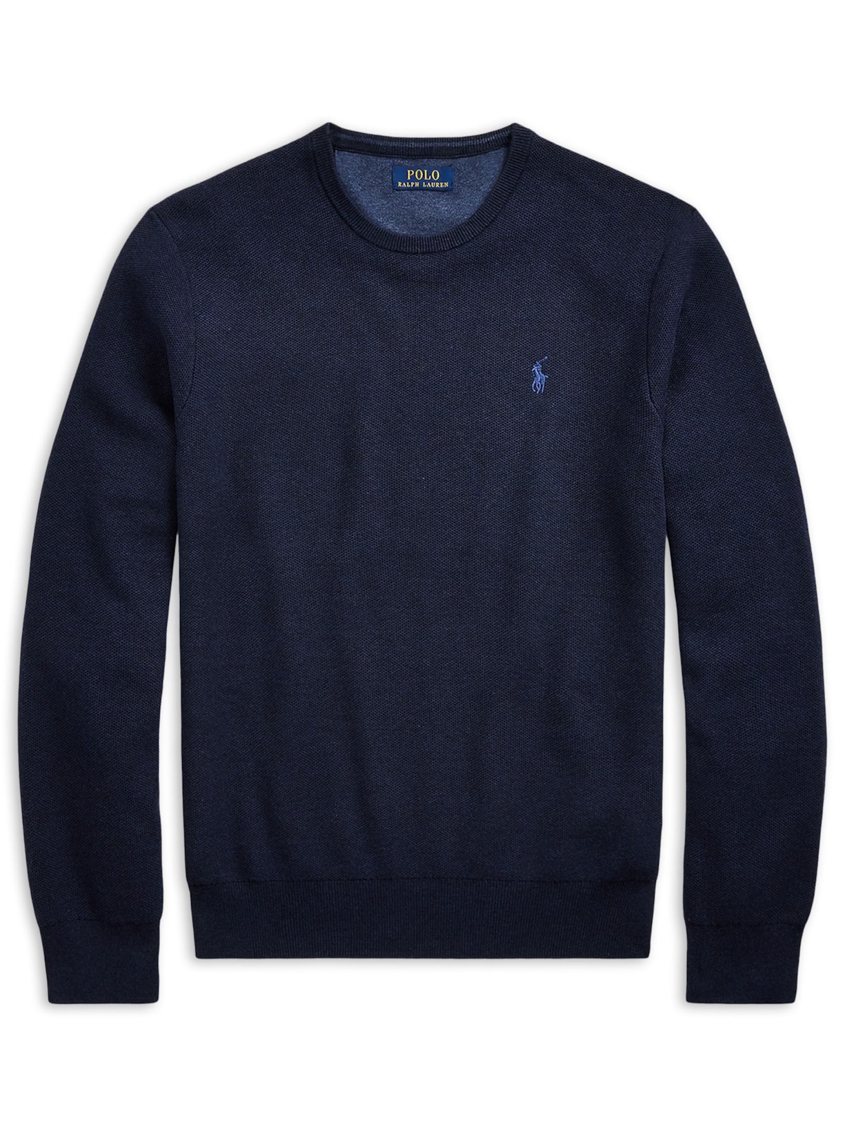 Suéter Masculino Textured Crewneck Polo Pony Cotton Azul Polo Ralph Lauren