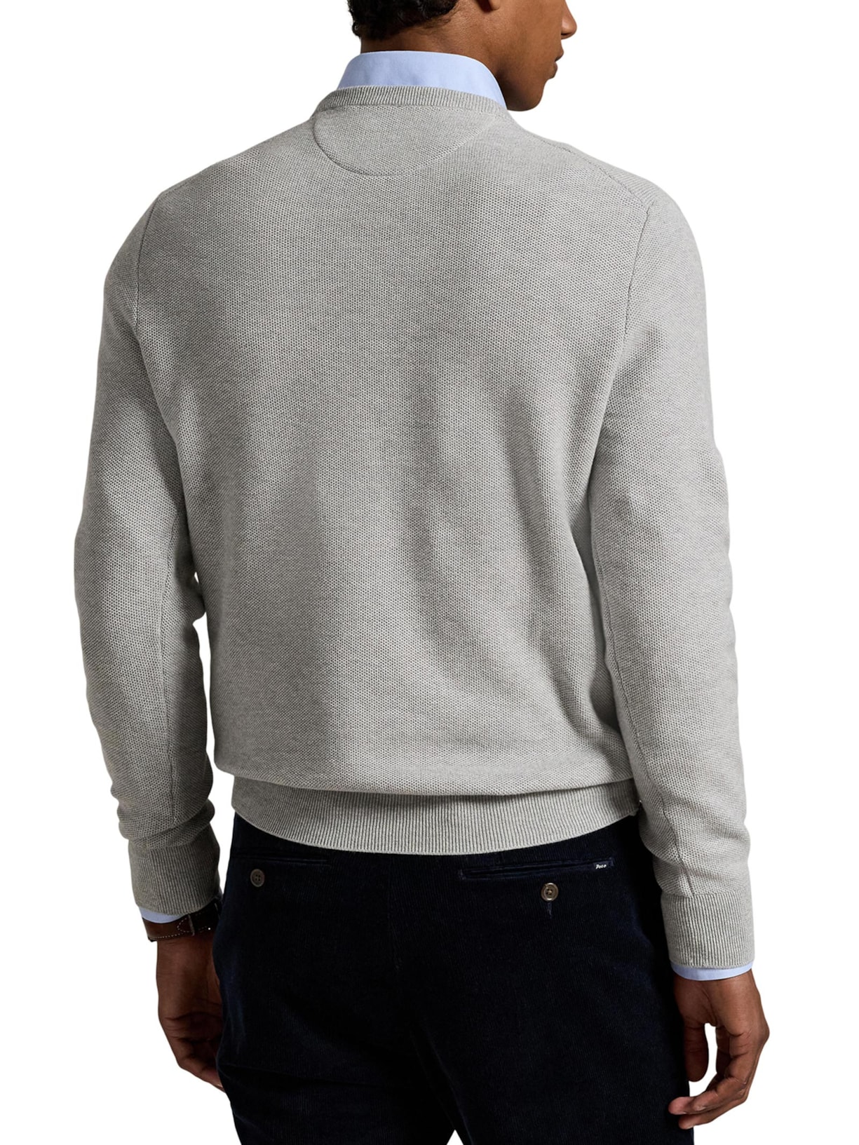 Suéter Masculino Textured Crewneck Polo Pony Cotton Cinza Polo Ralph Lauren