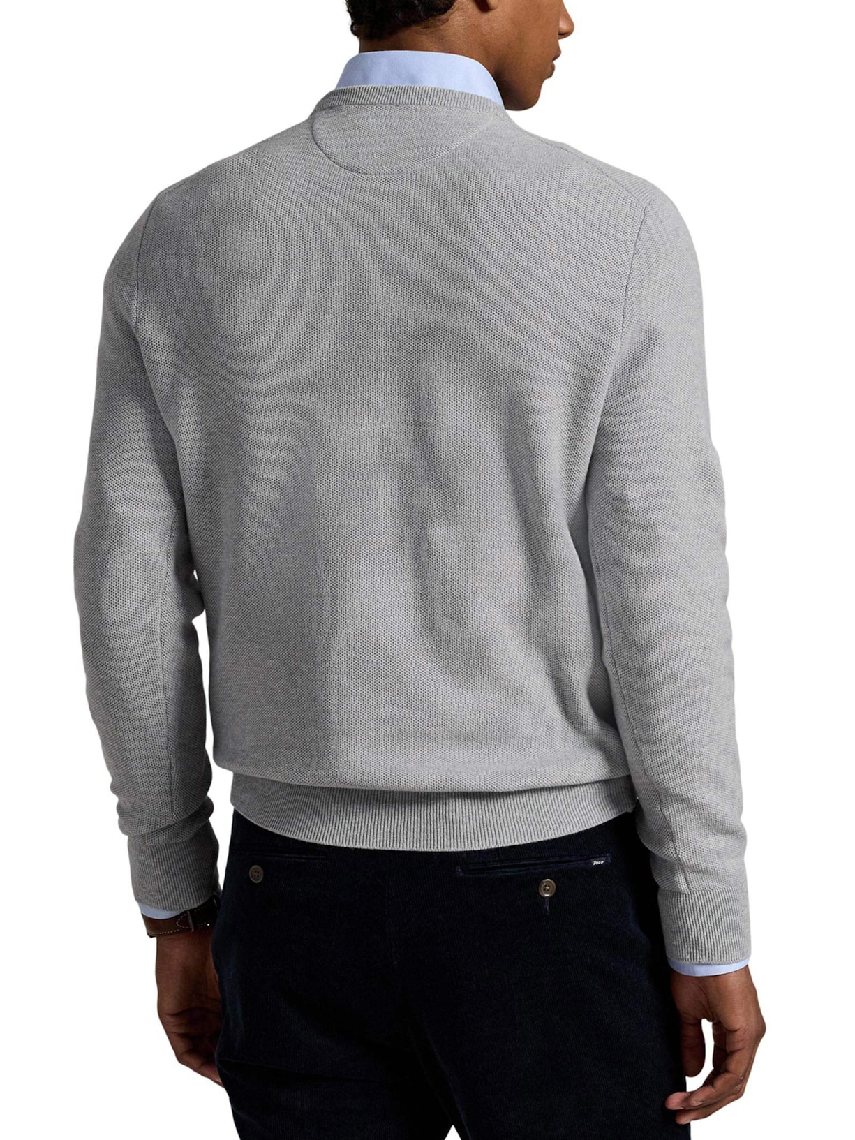 Suéter Masculino Textured Crewneck Polo Pony Cotton Cinza Polo Ralph Lauren