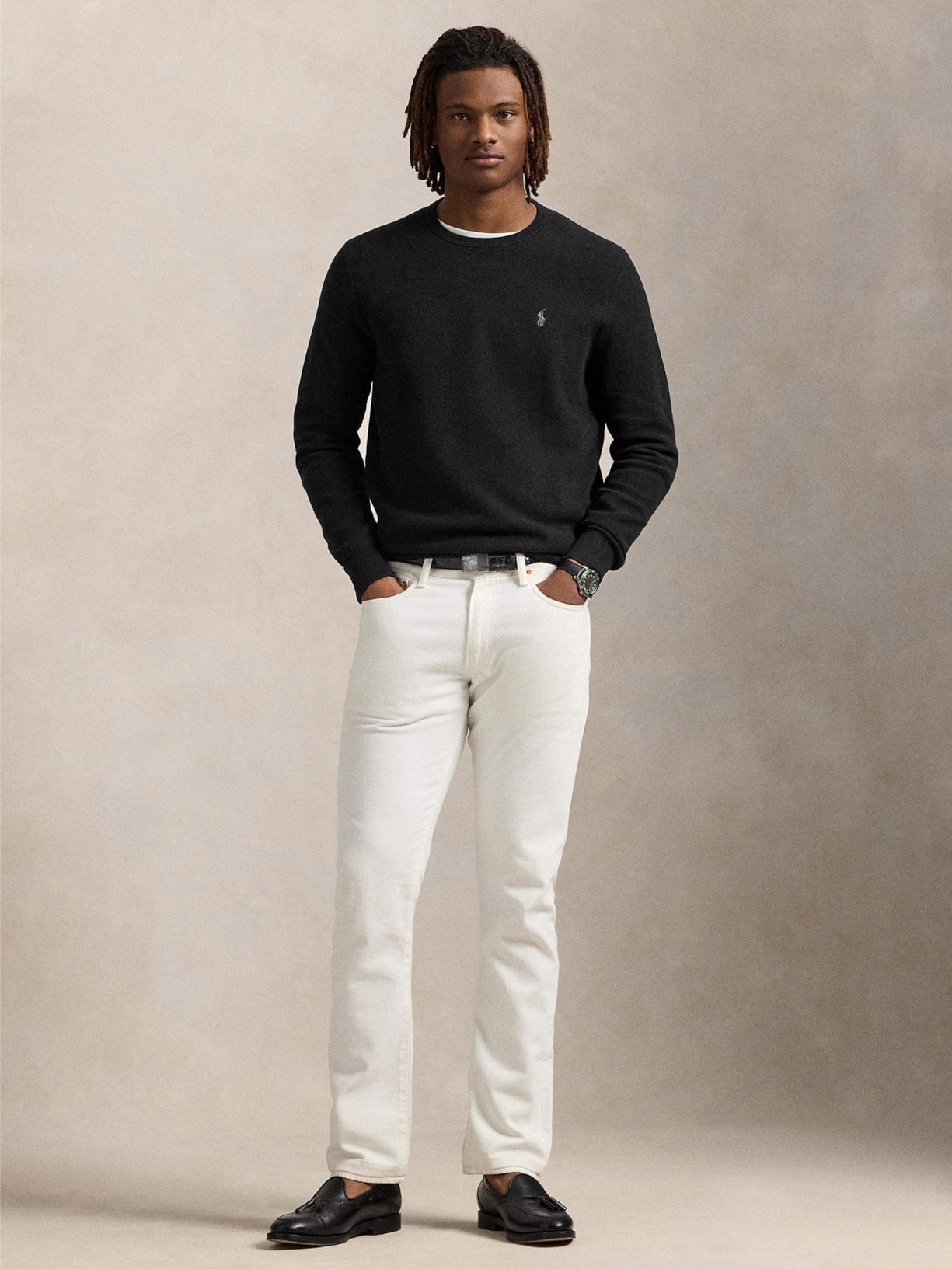 Suéter Masculino Textured Crewneck Polo Pony Cotton Preto Polo Ralph Lauren