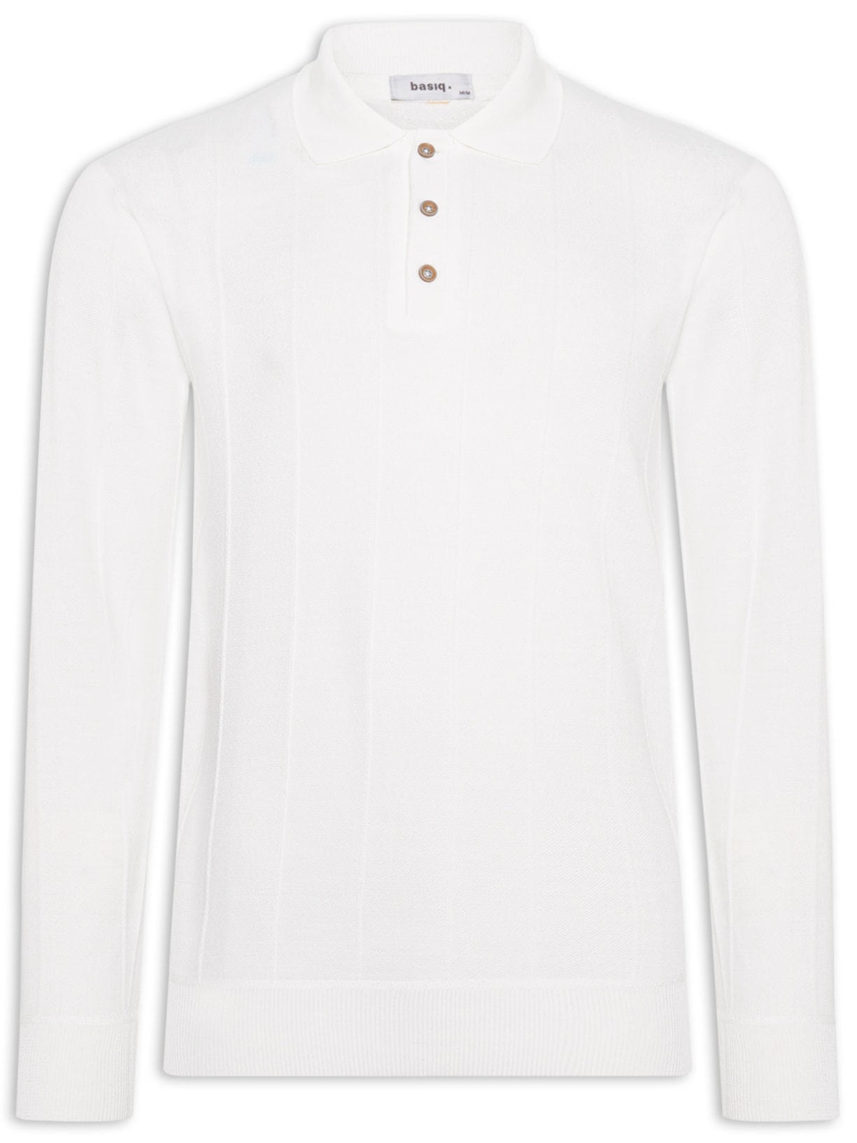 Suéter Masculino Texturizado Gola Polo Manga Longa - Branco