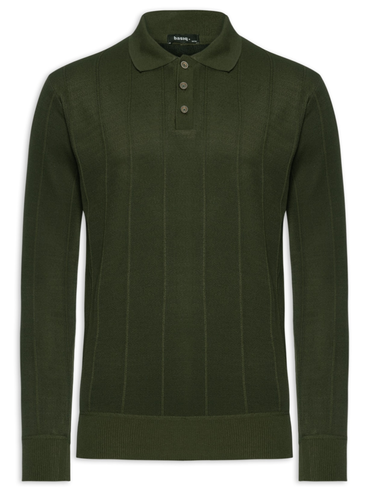 Suéter Masculino Texturizado Gola Polo Manga Longa - Verde