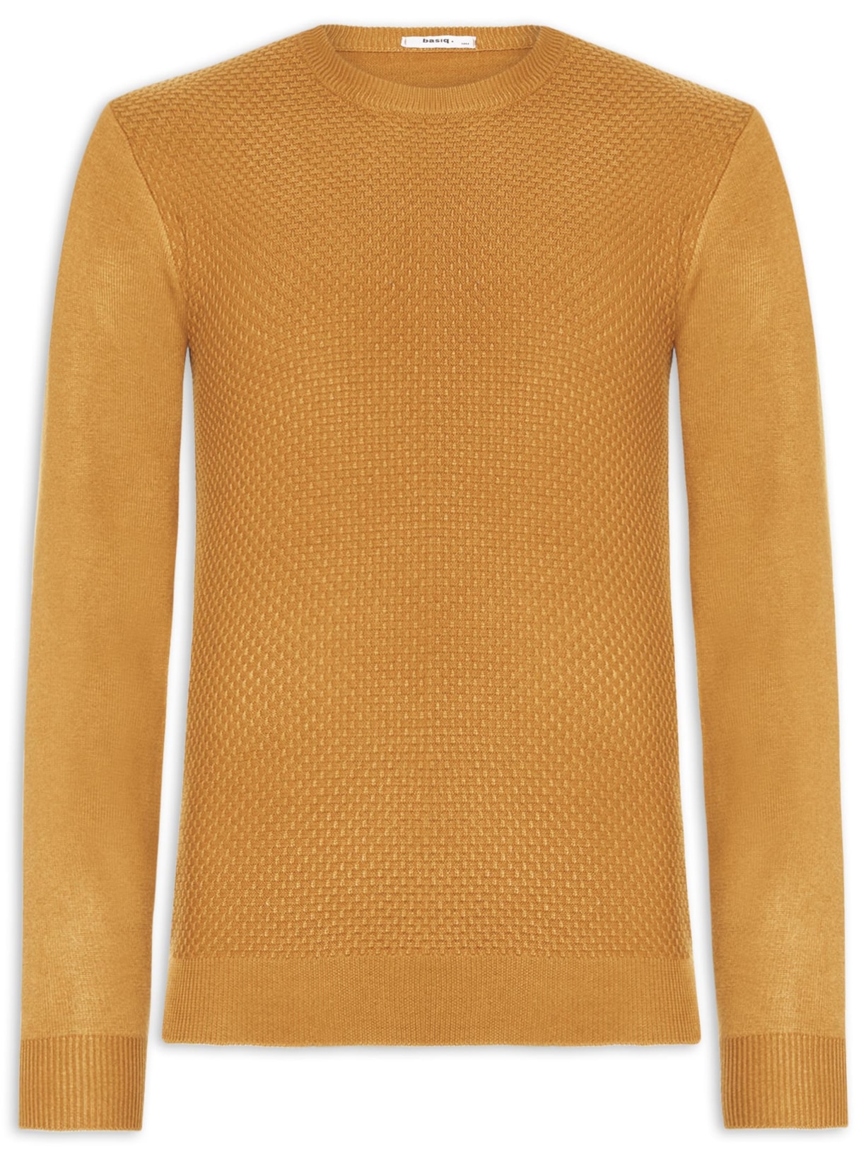 Suéter Masculino Texturizado Gola Redonda Amarelo Basiq Men