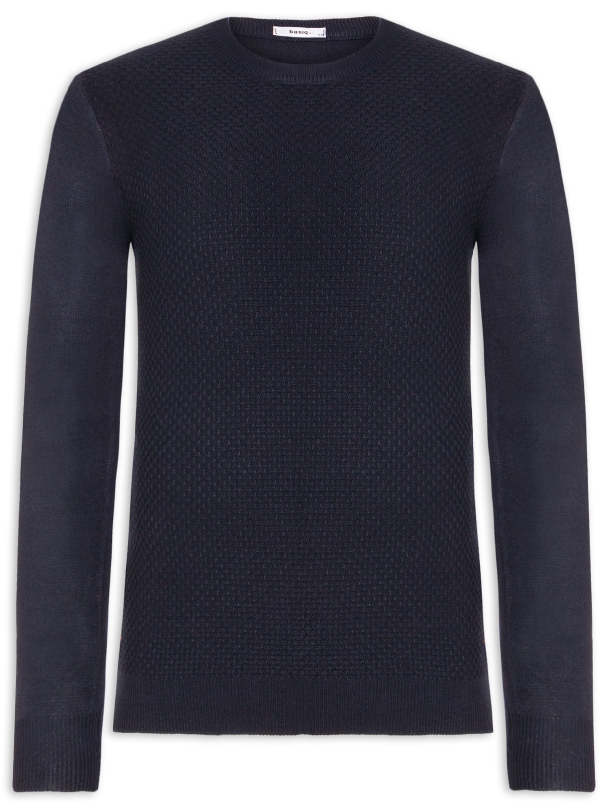 Suéter Masculino Texturizado Gola Redonda - Azul