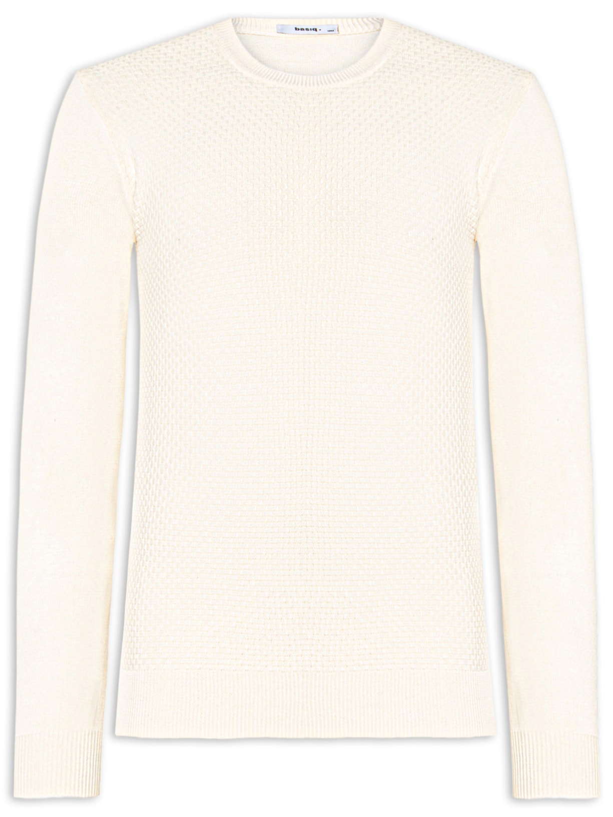 Suéter Masculino Texturizado Gola Redonda Bege Basiq Men