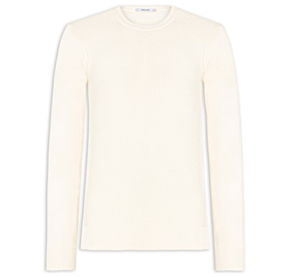 Suéter Masculino Texturizado Gola Redonda - Bege