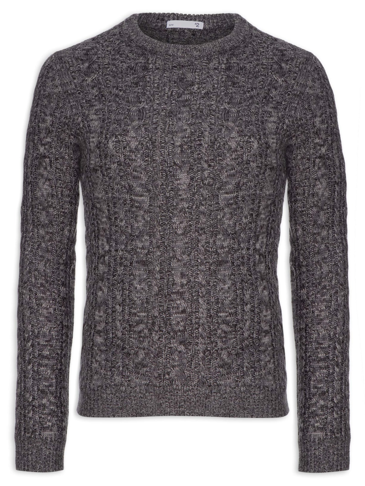 Suéter Masculino Texturizado Gola Redonda - Cinza