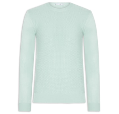 Suéter Masculino Texturizado Gola Redonda - Verde