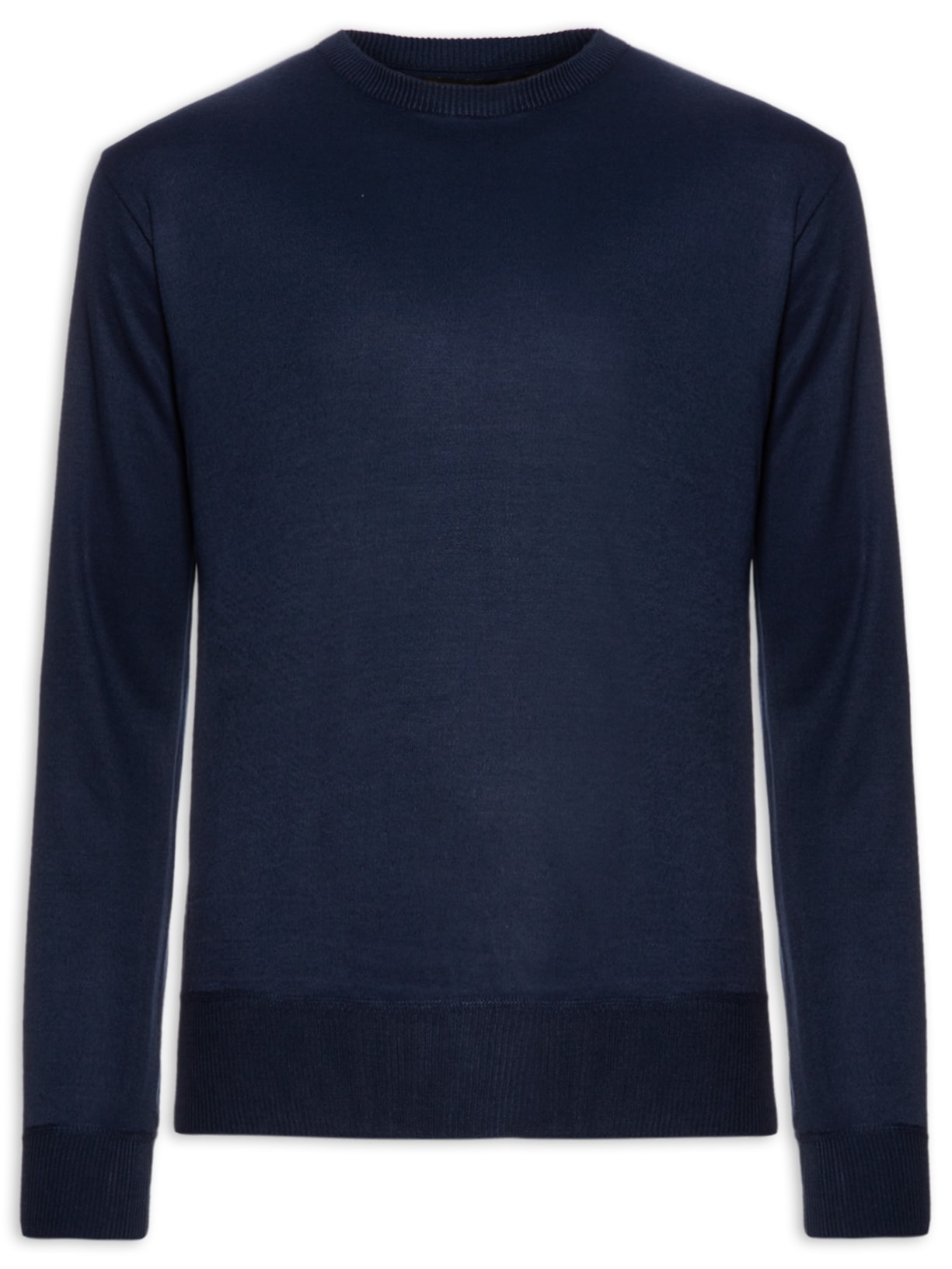 Suéter Masculino Tricot Básico Gola Careca - Azul