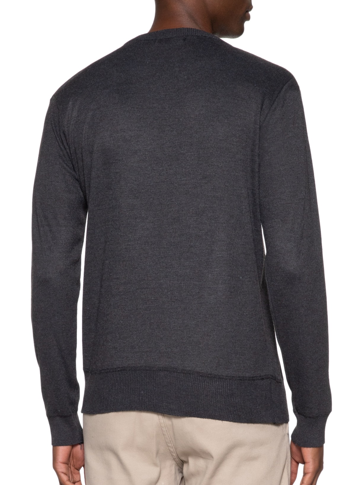 Suéter Masculino Tricot Básico Gola Careca Cinza '2 Essential