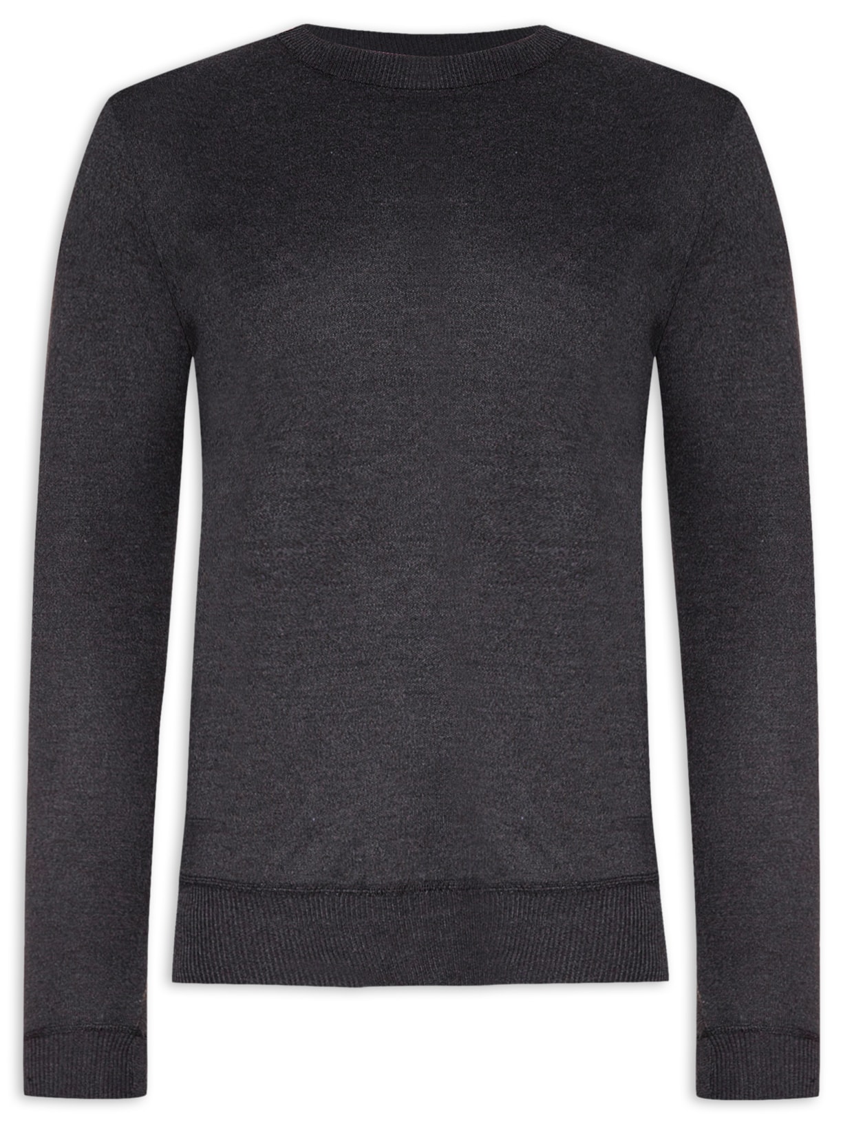 Suéter Masculino Tricot Básico Gola Careca - Cinza