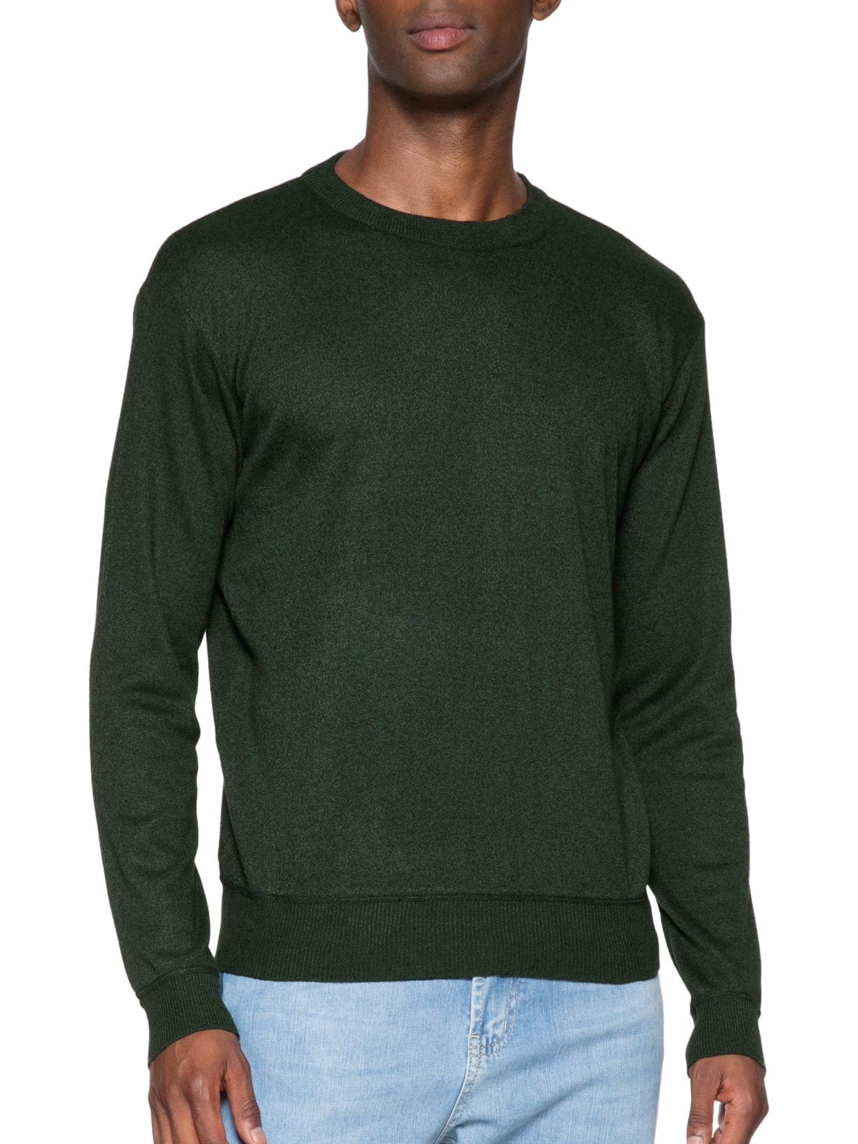 Suéter Masculino Tricot Básico Gola Careca Verde '2 Essential