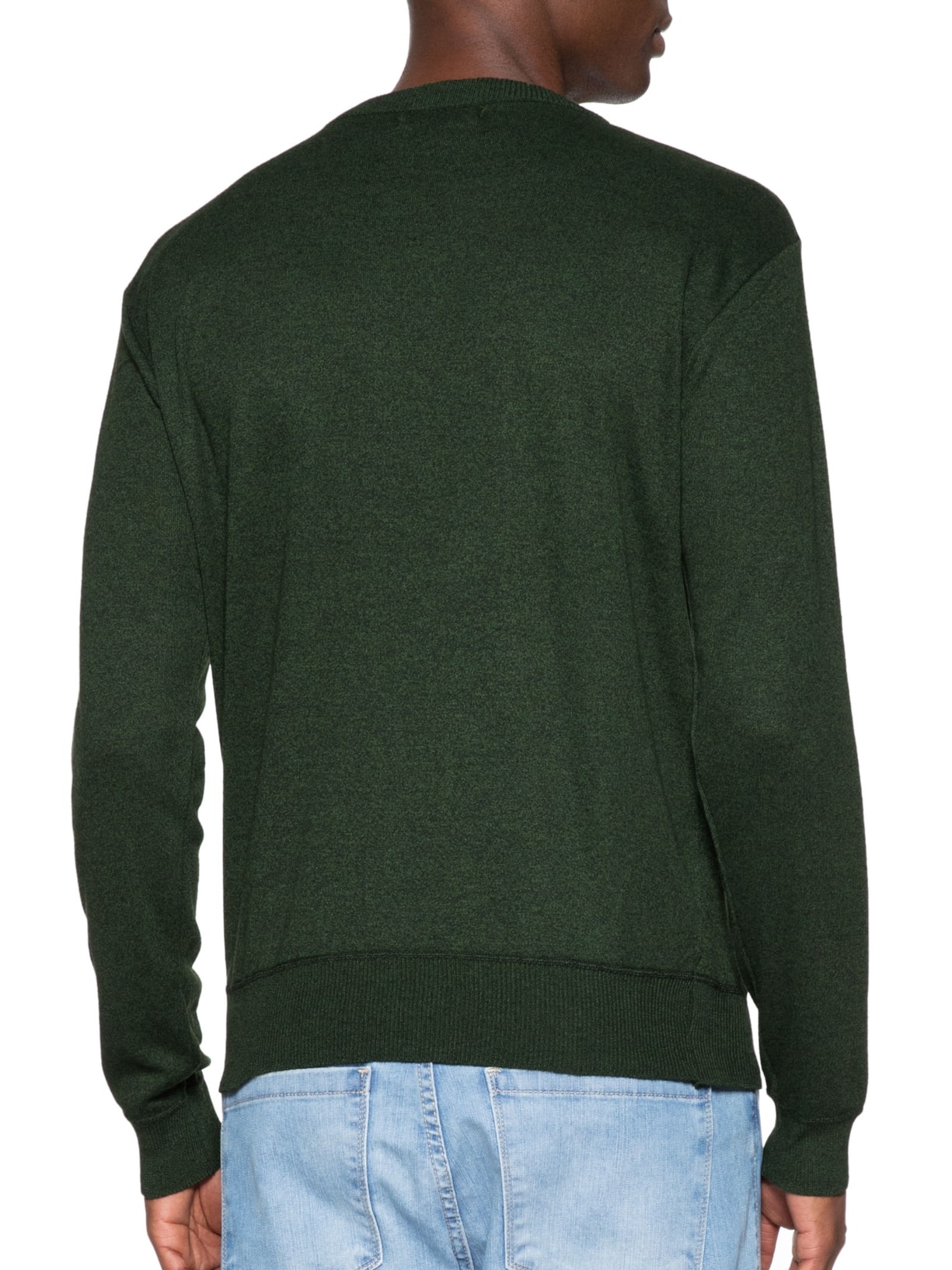 Suéter Masculino Tricot Básico Gola Careca Verde '2 Essential