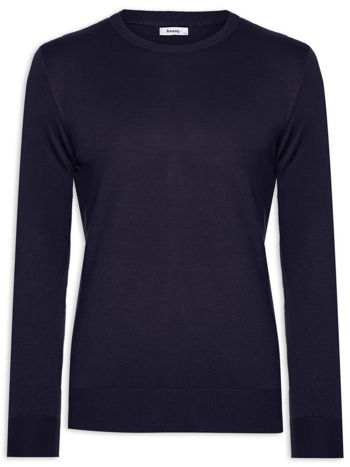 Suéter Masculino Tricot Básico Gola Redonda - Azul