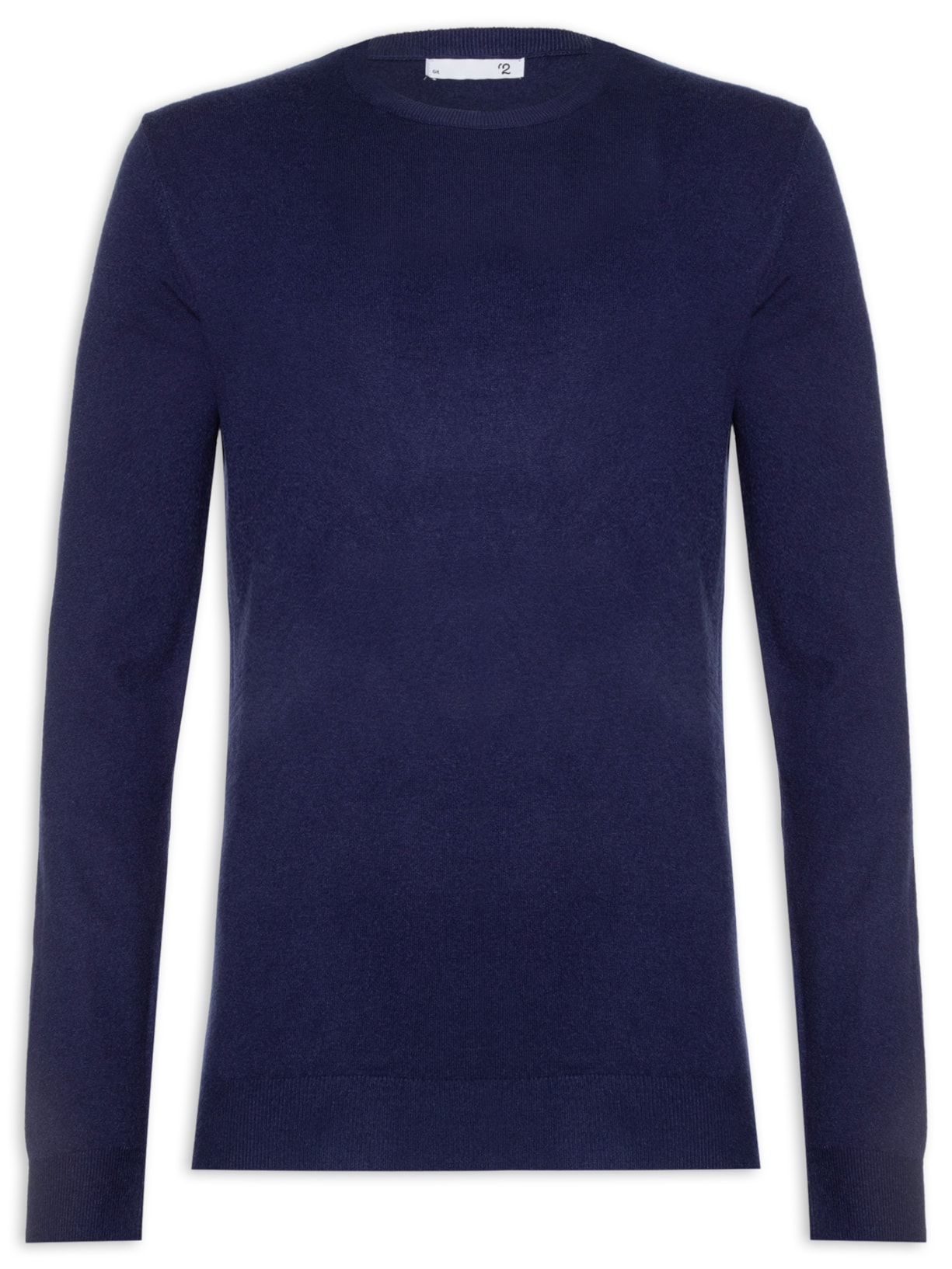 Suéter Masculino Tricot Básico Gola Redonda - Azul