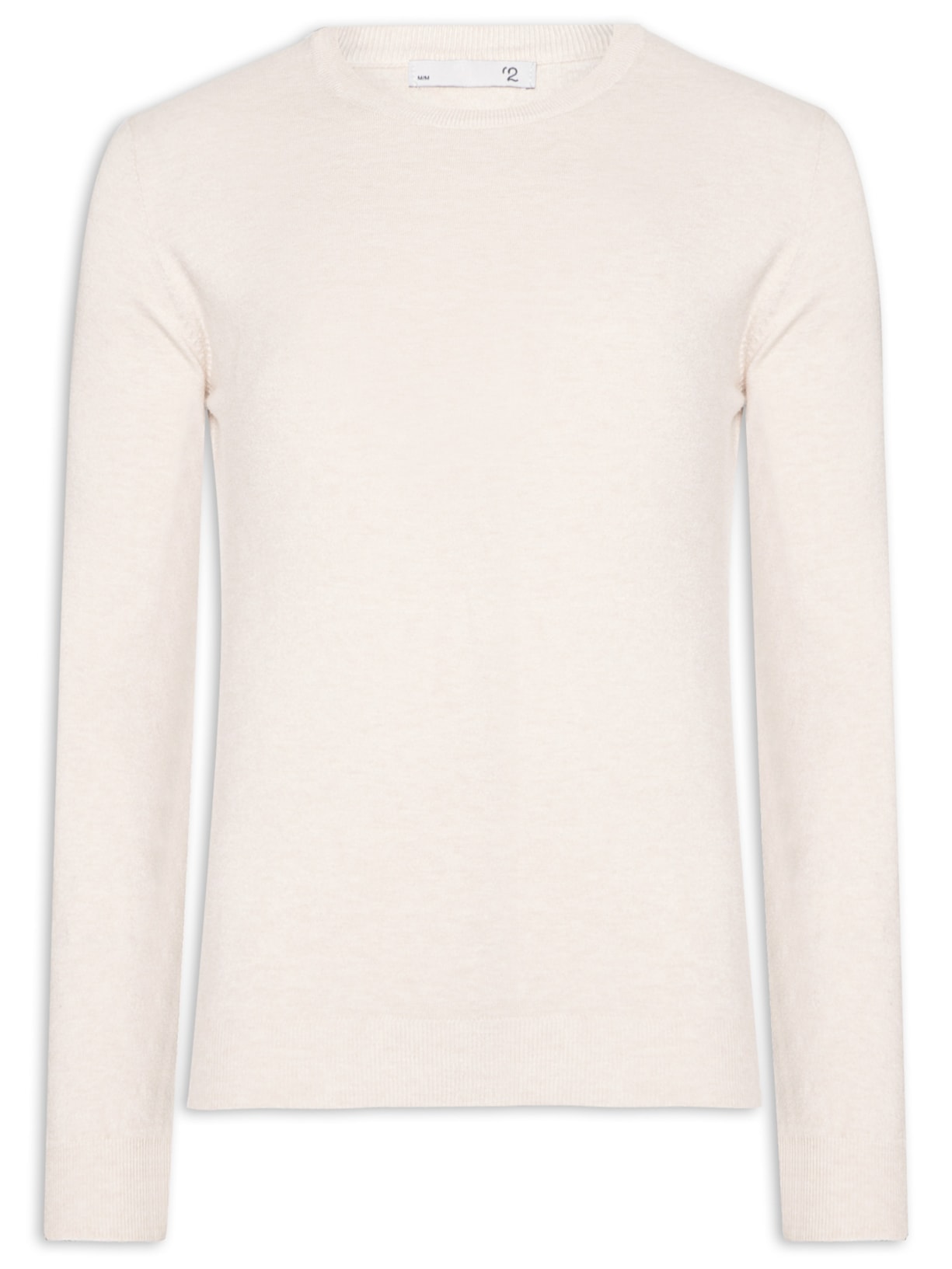 Suéter Masculino Tricot Básico Gola Redonda - Bege