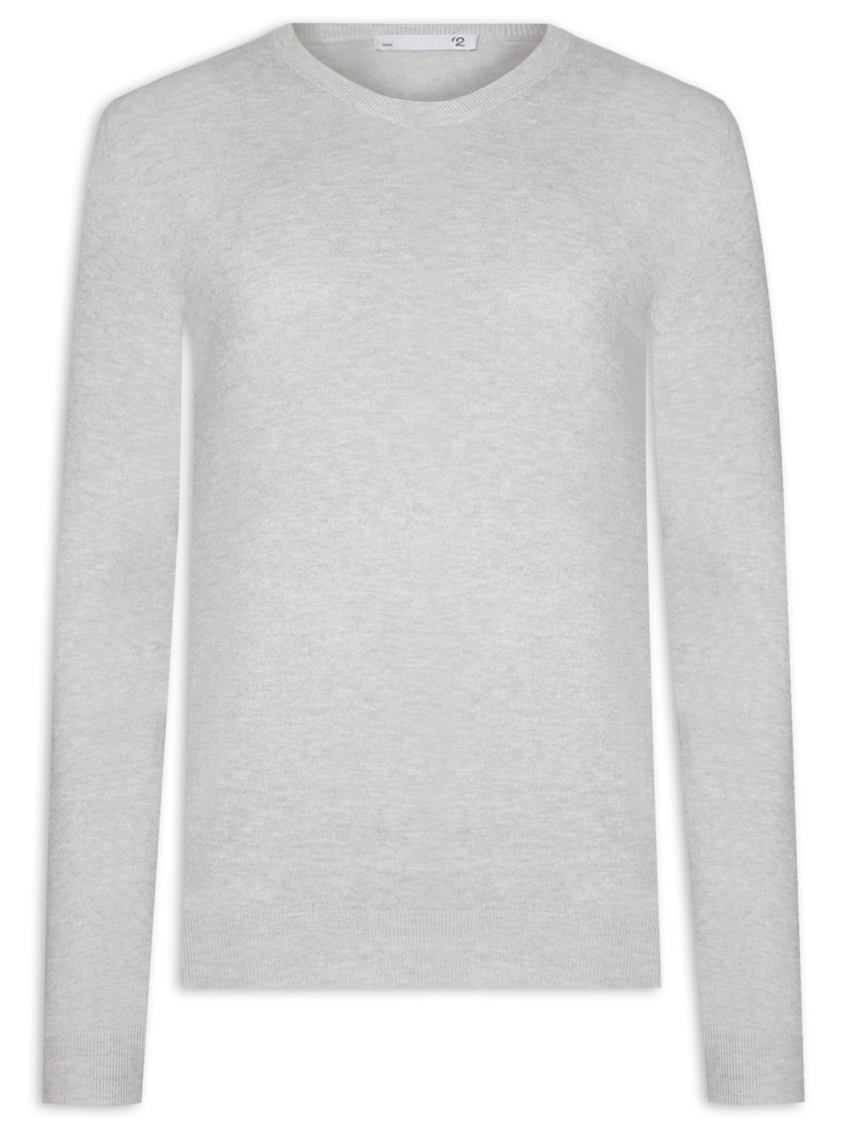 Suéter Masculino Tricot Básico Gola Redonda - Cinza