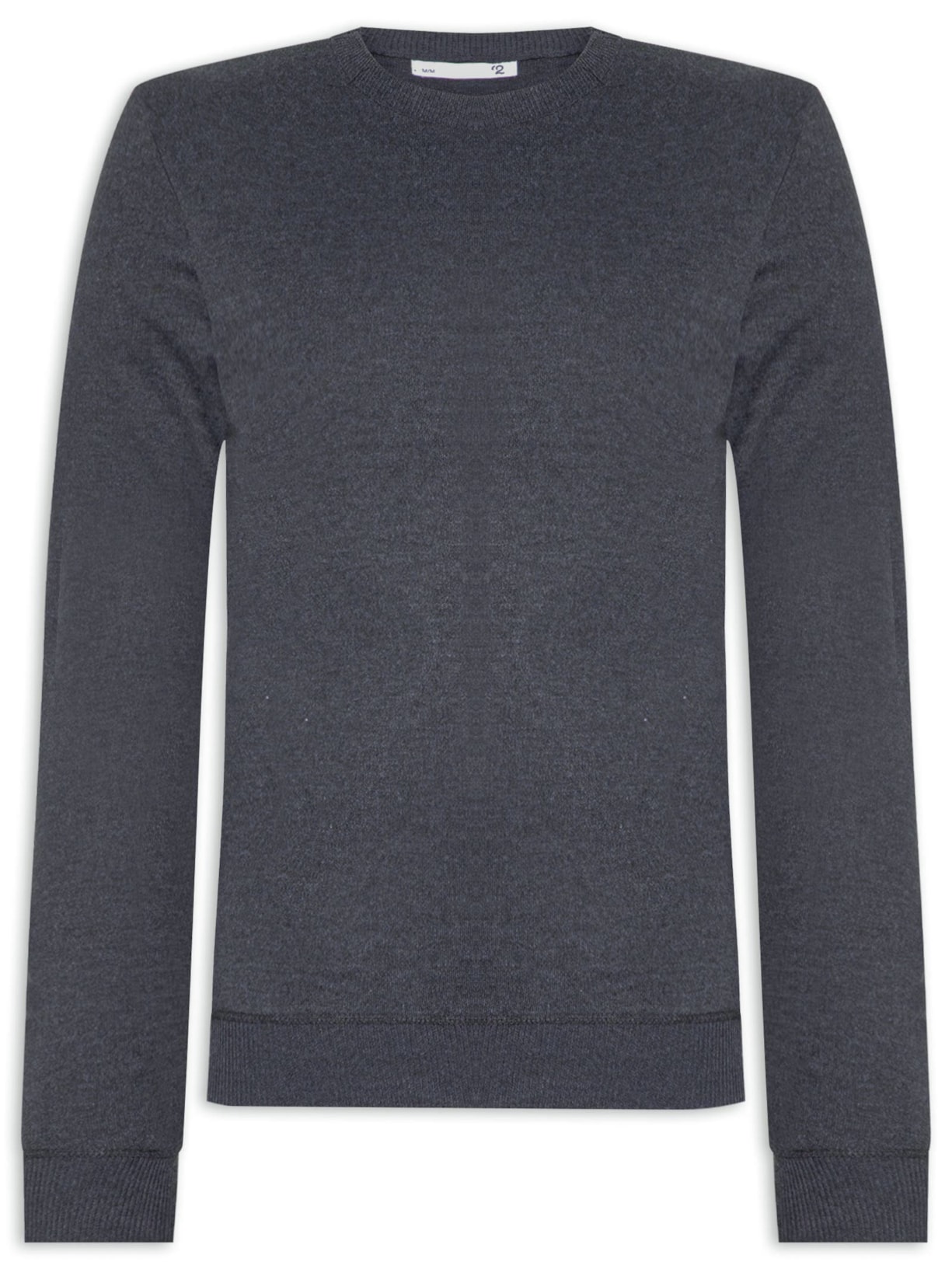 Suéter Masculino Tricot Básico Gola Redonda - Cinza