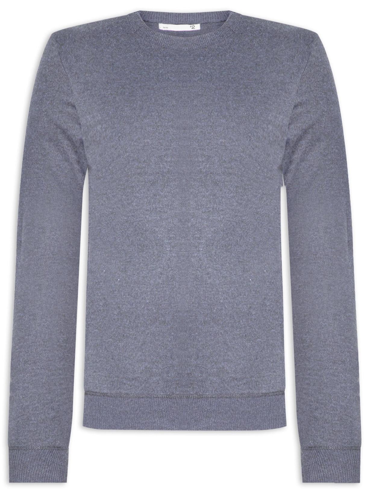 Suéter Masculino Tricot Básico Gola Redonda - Cinza