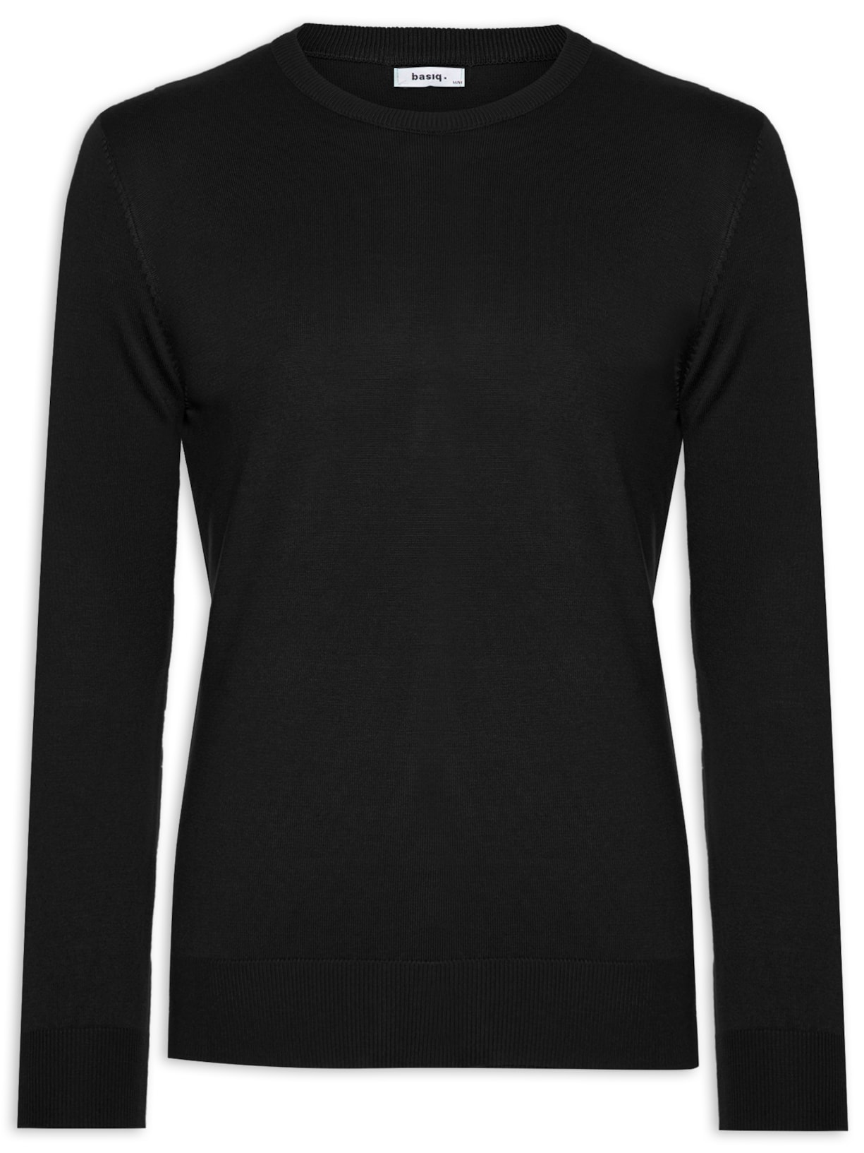 Suéter Masculino Tricot Básico Gola Redonda - Preto