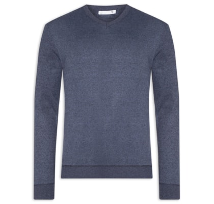 Suéter Masculino Tricot Básico Gola V - Azul
