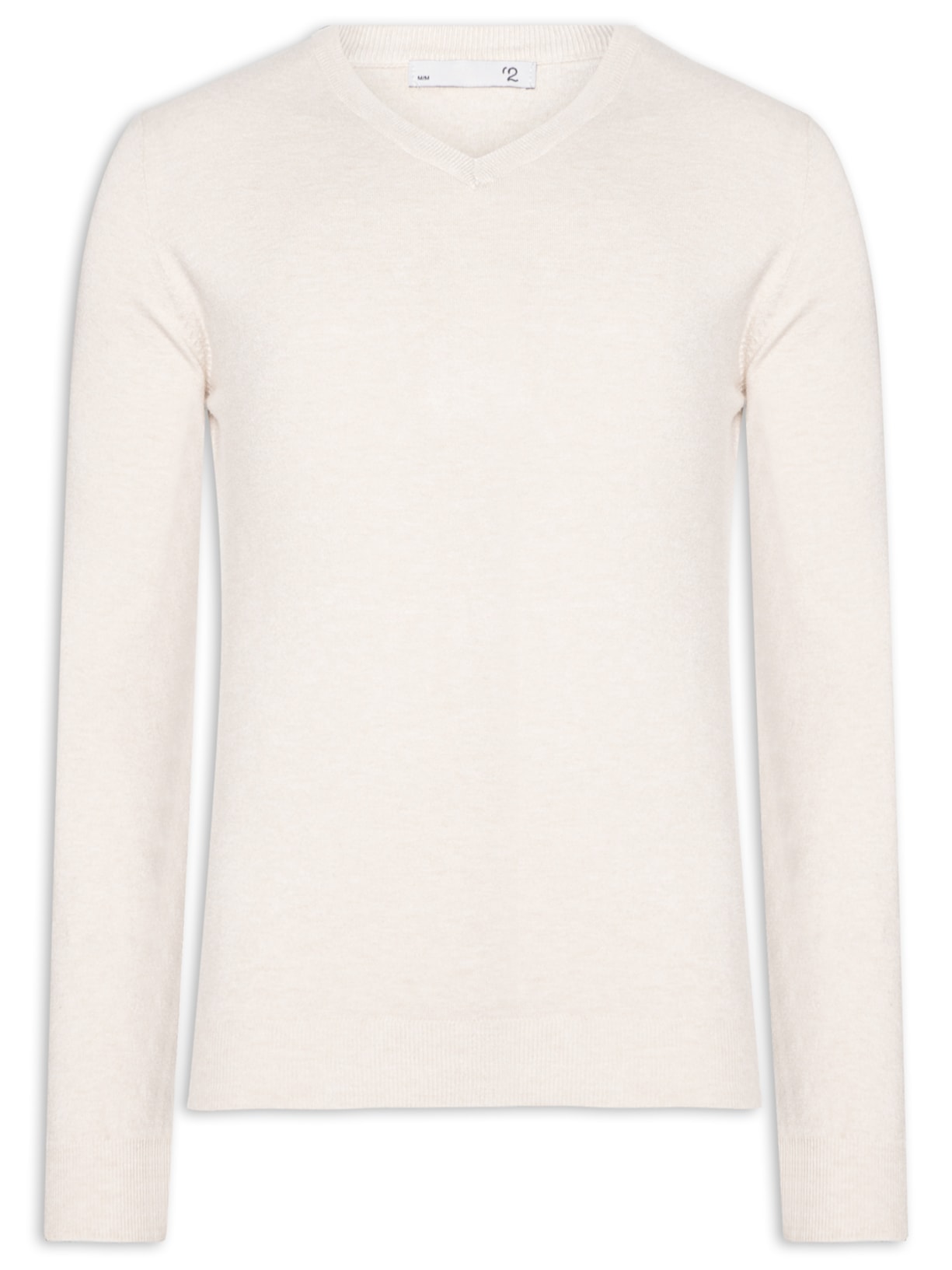 Suéter Masculino Tricot Básico Gola V - Bege