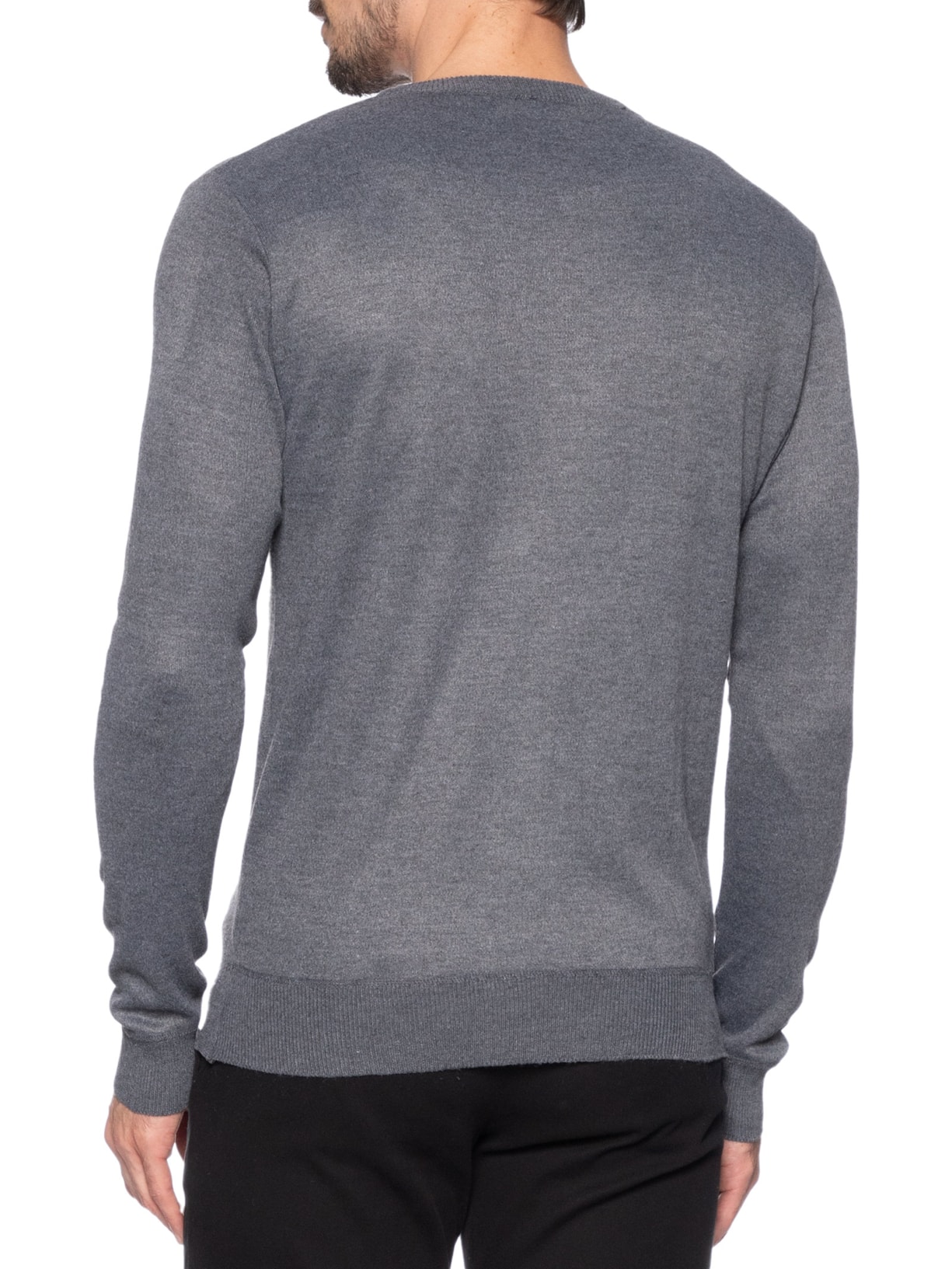 Suéter Masculino Tricot Básico Gola V Cinza '2 Essential