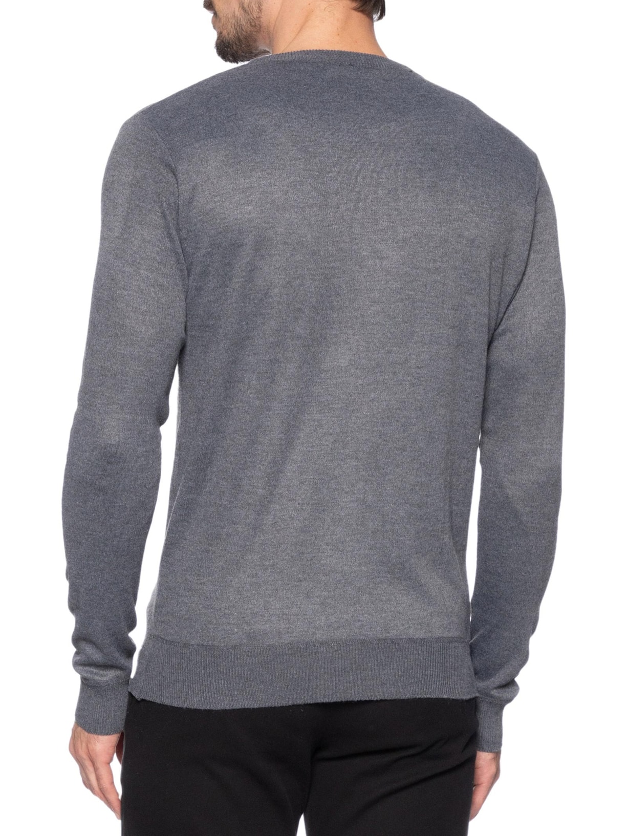 Suéter Masculino Tricot Básico Gola V Cinza '2 Essential