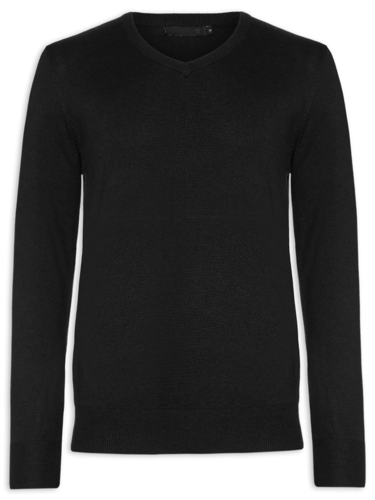 Suéter Masculino Tricot Básico Gola V - Preto