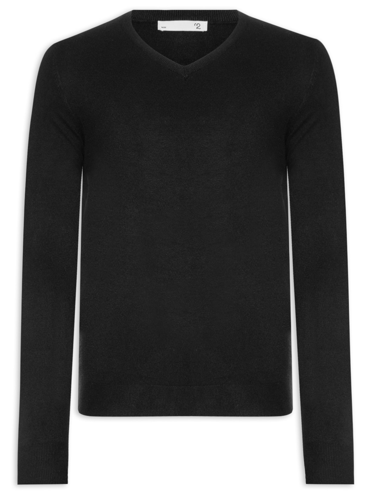 Suéter Masculino Tricot Básico Gola V - Preto