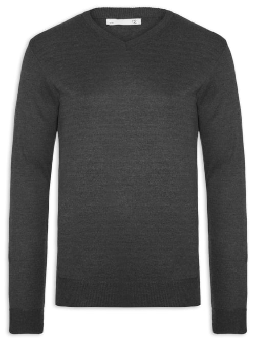 Suéter Masculino Tricot Básico Gola V - Preto