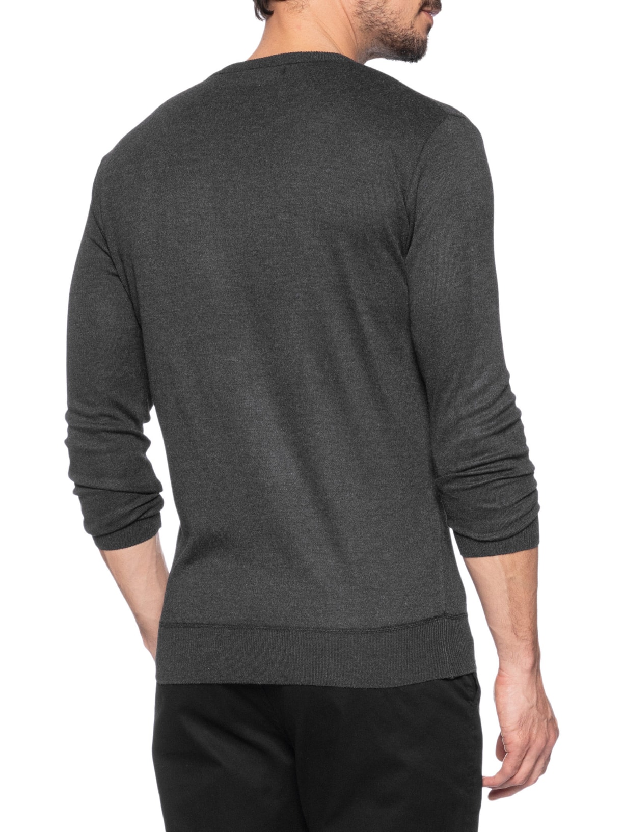  Suéter Masculino Tricot Básico Gola V Preto '2 Essential