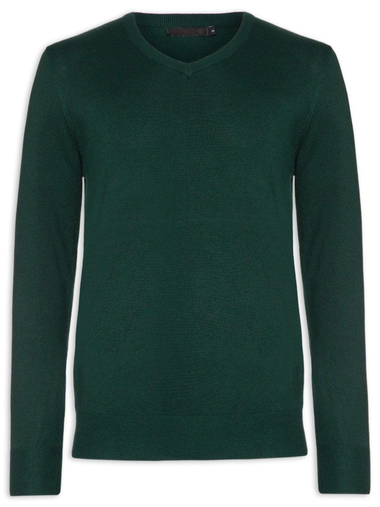 Suéter Masculino Tricot Básico Gola V - Verde