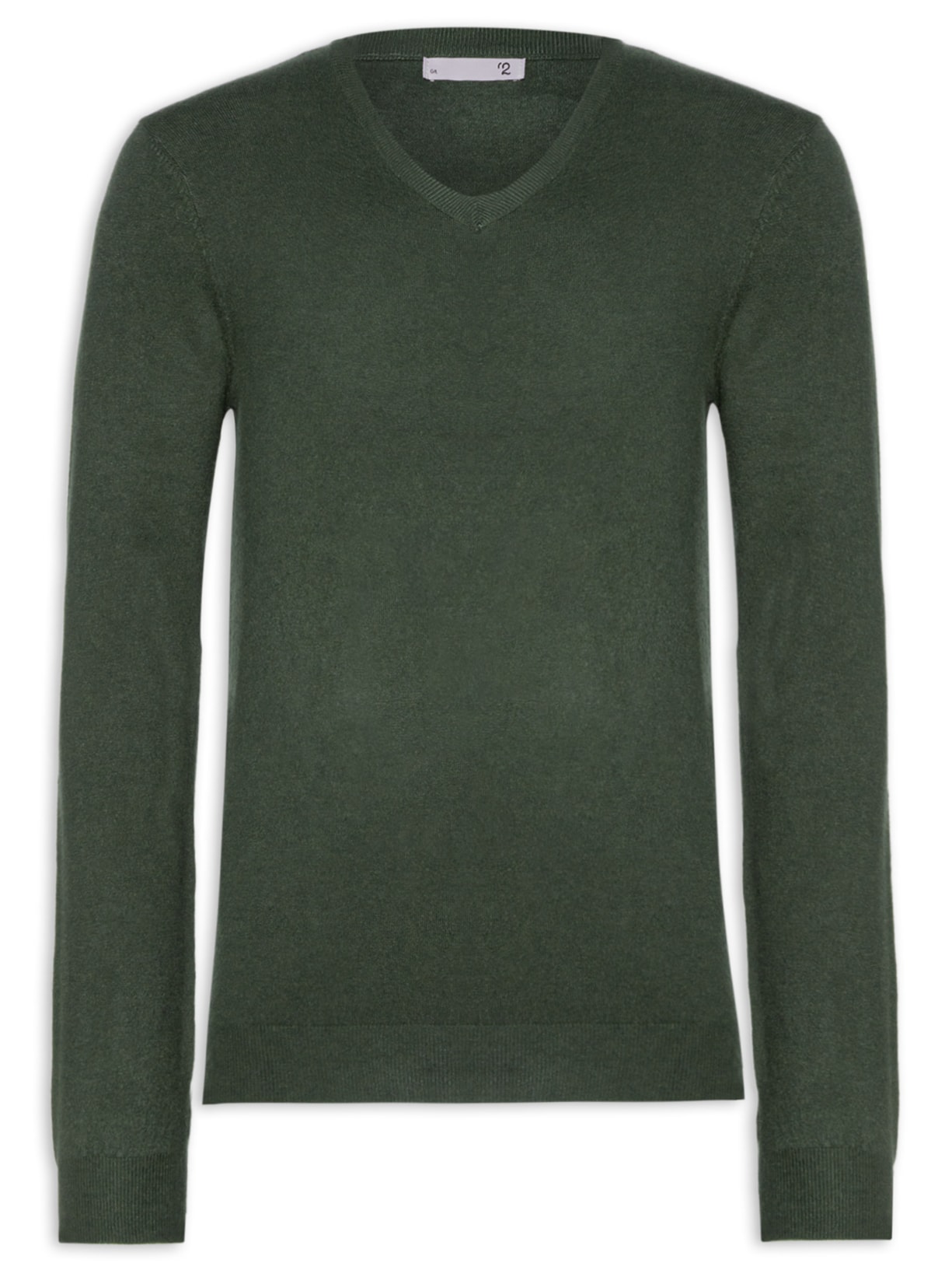 Suéter Masculino Tricot Básico Gola V - Verde