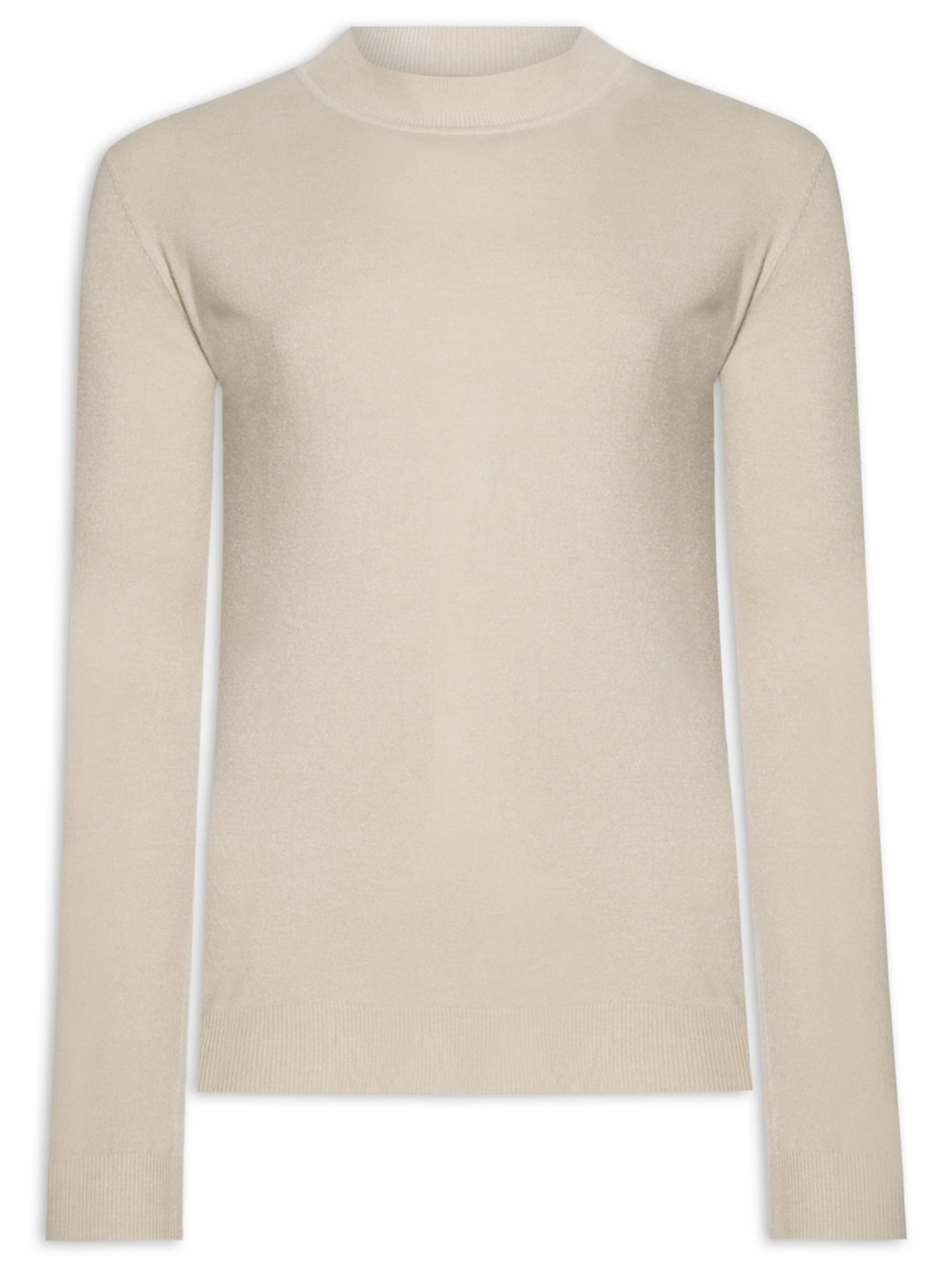 Suéter Masculino Tricot Blend De Cashmere Gola Alta - Bege