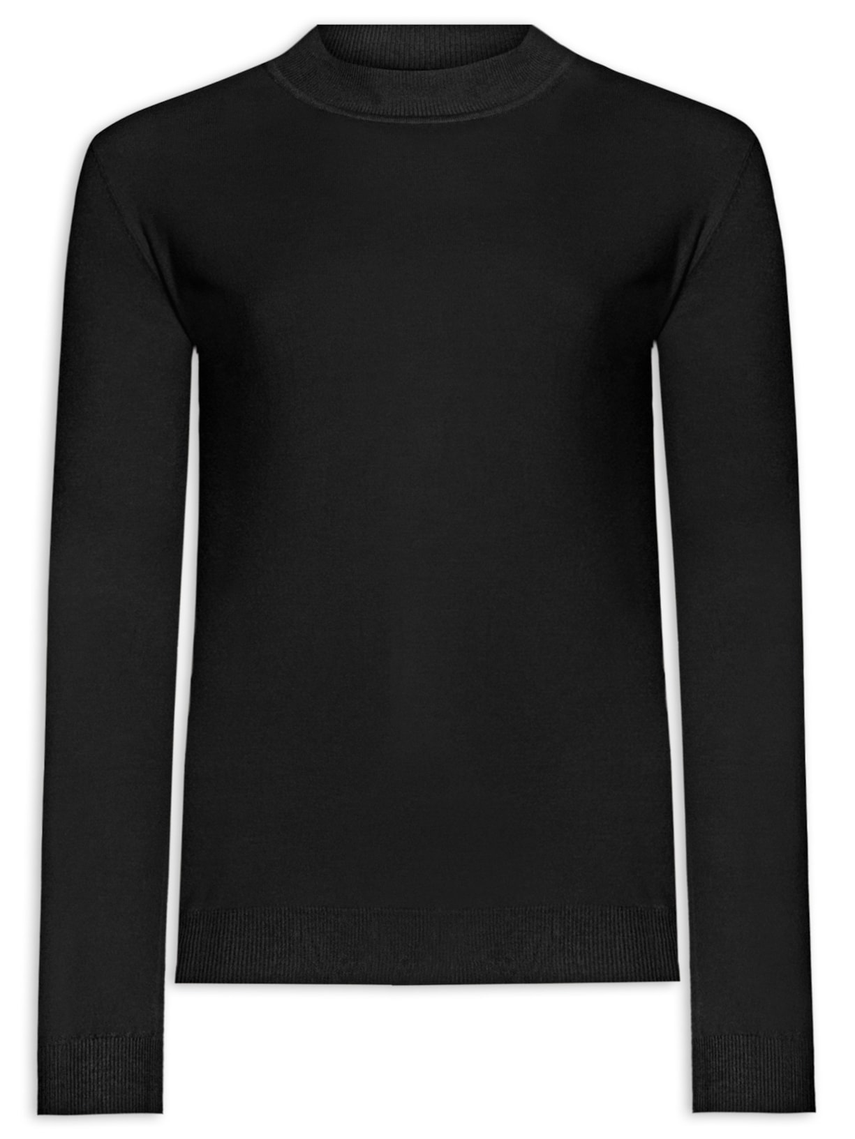 Suéter Masculino Tricot Blend De Cashmere Gola Alta - Preto