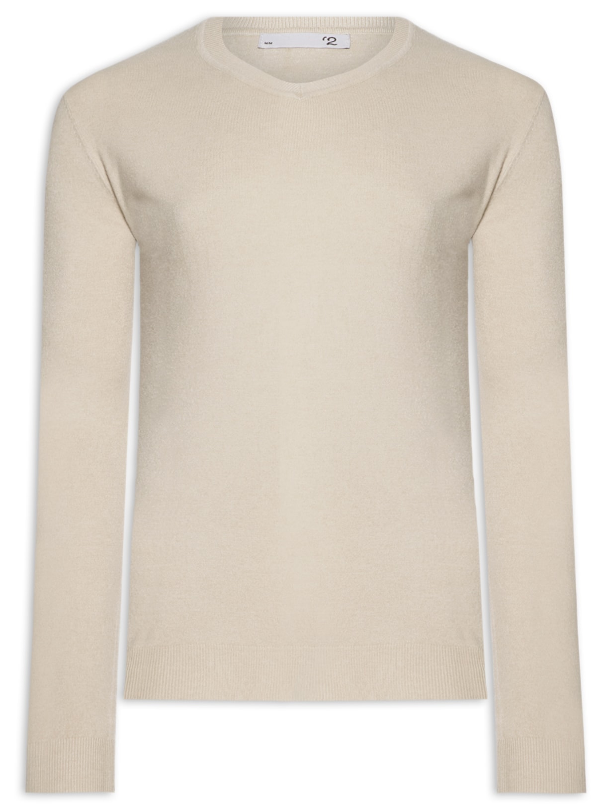 Suéter Masculino Tricot Blend De Cashmere Gola V - Bege