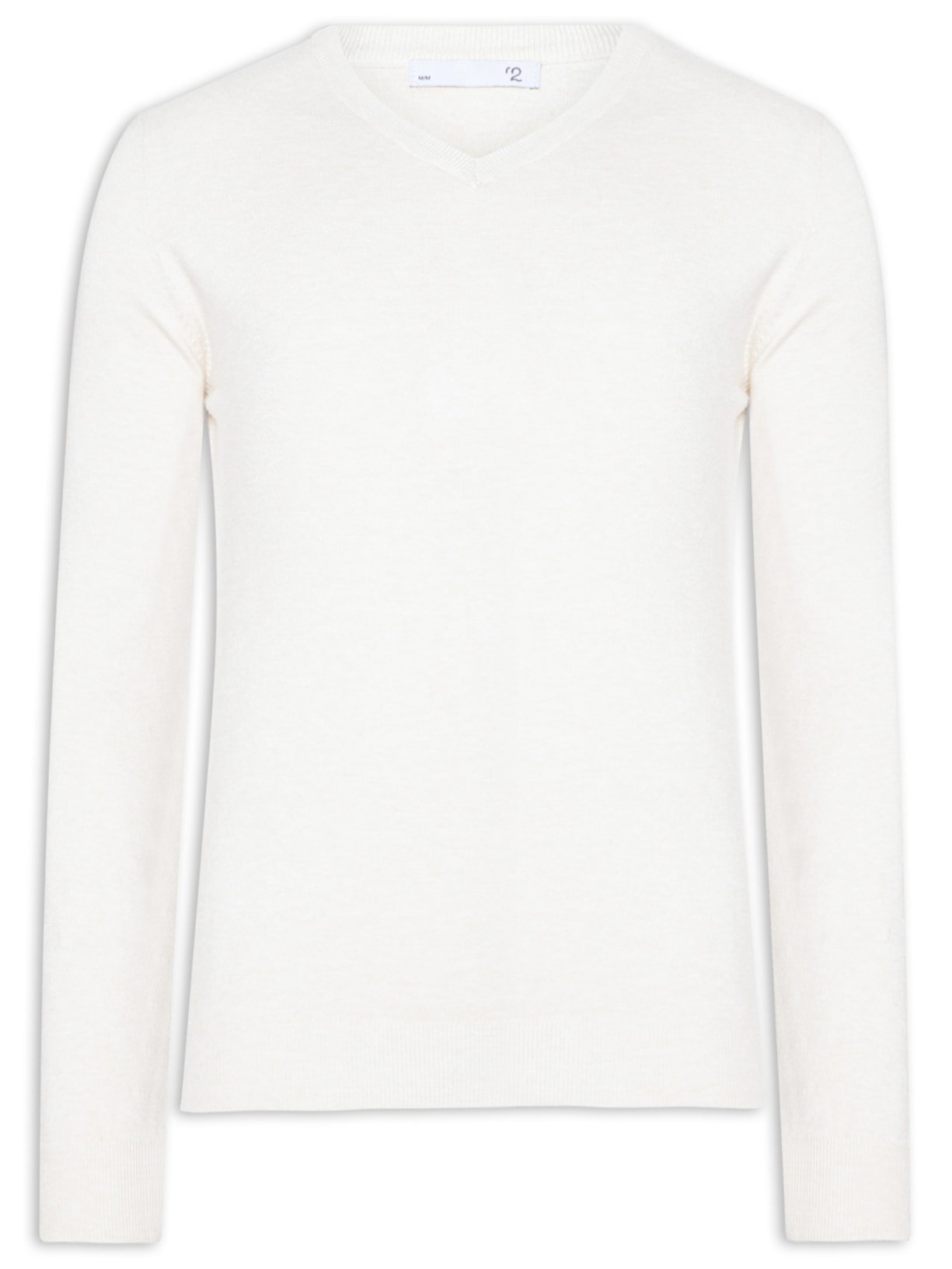 Suéter Masculino Tricot Blend De Cashmere Gola V - Off White