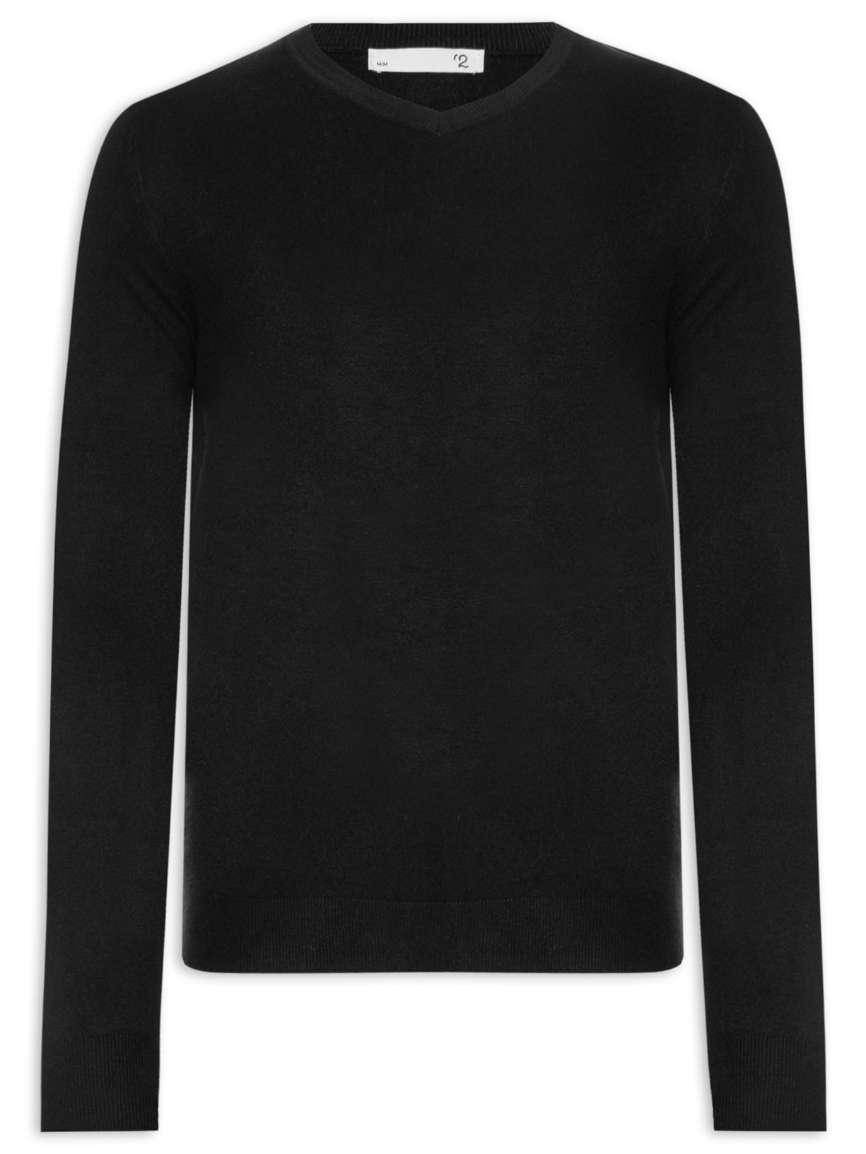Suéter Masculino Tricot Blend De Cashmere Gola V - Preto